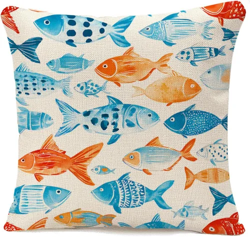 Vista 14 de IBILIU Fundas de almohada de conos de pino de 18 x 18 pulgadas, de algodón y lino, fundas de cojín decorativas para sofá, dormitorio