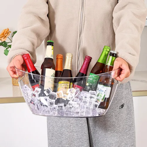 Vista 5 de Cubo de hielo, 2 unidades, cubos de hielo gruesos para fiestas, suministros de barra de mimosa, tina de bebidas para champán, cerveza, vino