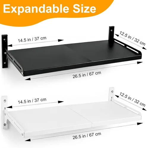 Vista 5 de ABCOOL Estante de montaje en pared extensible para horno microondas, cocina, hogar, soporte desmontable ajustable a presión con 4 ganchos