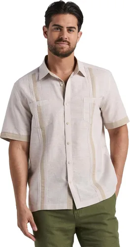 Vista 9 de Cubavera Camisa Guayabera de manga corta para hombre con mezcla de lino, disponible en tallas grandes y altas