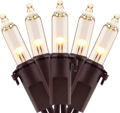 Vista 9 de YULETIME 100 luces de Navidad verdes, 33 pies de cable verde certificado UL como incandescentes, mini cadena de luces LED Incandescent-Like LED