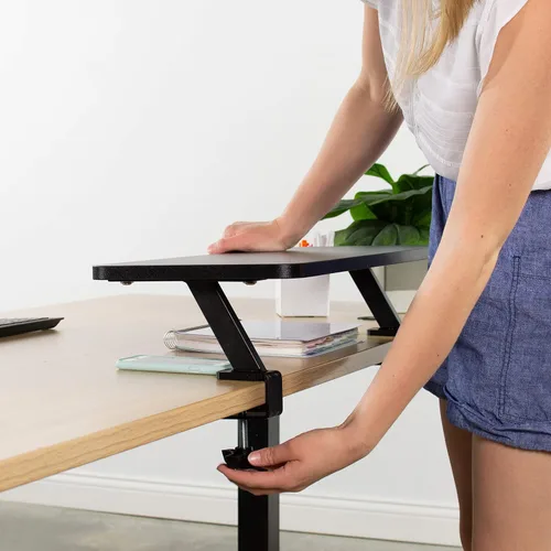 Vista 9 de VIVO Estante de escritorio ergonómico pequeño de 26 pulgadas, soporte elevador para monitor de computadora, organizador de escritorio con capacidad