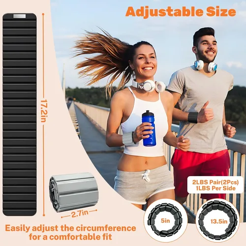 Vista 6 de Magnetic Ankle Weights for Women & Men, Adjustable Silicone Wrist Weights Bracelet Set, Stackable Wrist and Ankle Weights 1 Pair 2 Lbs, Weighted