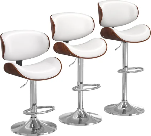 Vista 28 de YaFiti Taburetes de bar modernos giratorios, taburetes de bar altura de mostrador con respaldo para bar, cocina, comedor, color marrón