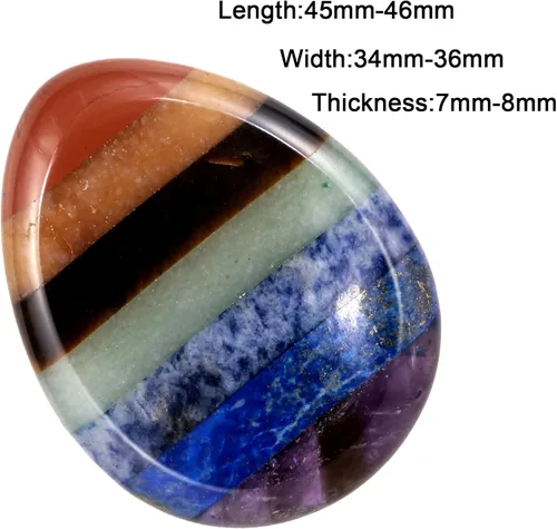 Vista 2 de SUNYIK Piedra de preocupación del pulgar de 7 chakras en forma de lágrima