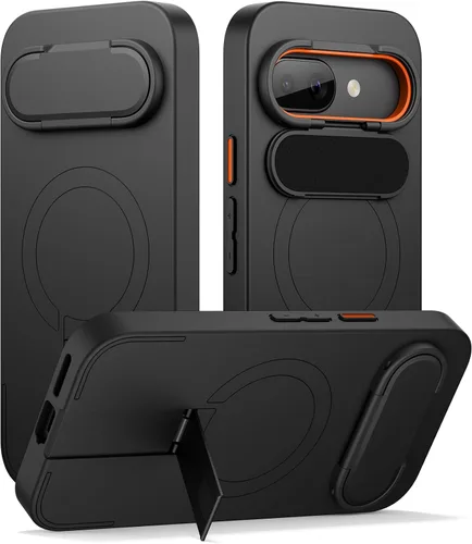 Vista 22 de SURITCH Funda para teléfono Google Pixel 9 Pro XL, compatible con MagSafe, funda protectora con cubierta de cámara y soporte de metal ajustable