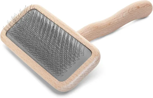 Vista 11 de Chris Christensen Mark VI - Cepillo deslizante de espalda curvada para perros, pasadores de 0.472 in, mango ergonómico de madera de haya ligera