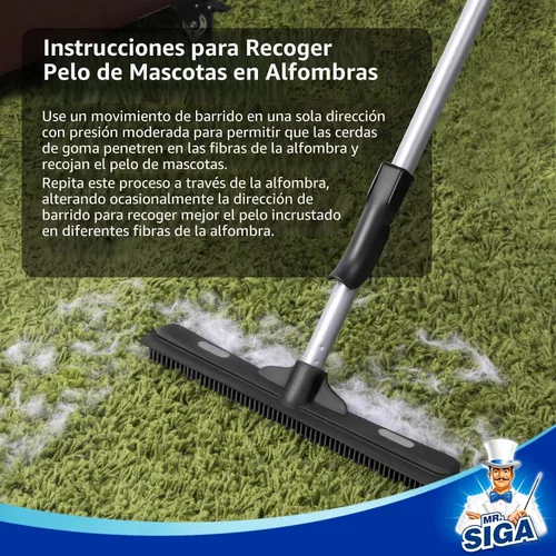 Vista 3 de MR.SIGA Escoba de goma para depilación de mascotas con escoba integrada