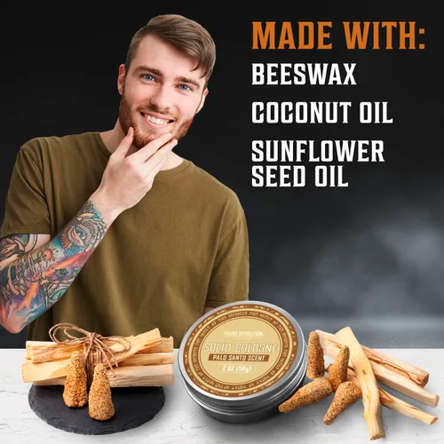 Vista 4 de Viking Revolution Palo Santo Colonia Sólida para Hombres 2 Oz - Perfume Sólido para Hombres con Colonia de Palo Santo para Hombres - Bálsamo