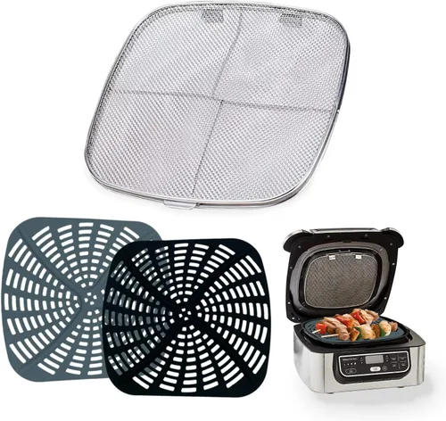 Vista 11 de Escudo de salpicaduras de acero inoxidable para parrilla interior Ninja Foodi AG301 Accesorios de pantalla de salpicaduras de malla fina