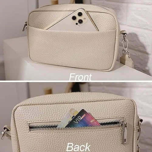 Vista 6 de Bolsos cruzados para mujer, elegante bolso de hombro con correa de guitarra ancha, bolso cruzado casual para cámara, bolso cruzado de cuero