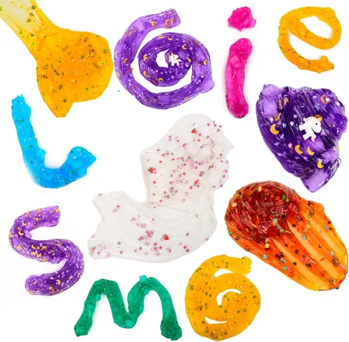 Vista 6 de Paquete de 12 cubos de gelatina transparentes de slime de cristal con cubos de gelatina, regalos de fiesta, juguetes de cumpleaños para niños
