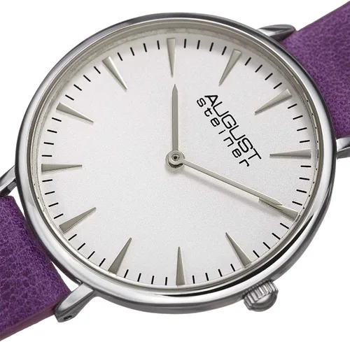 Vista 2 de August Steiner Reloj de pulsera de piel de nobuk con movimiento de cuarzo para mujer, AS8187