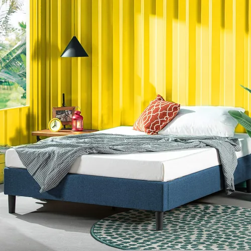 Vista 14 de Zinus Curtis - Base de cama con plataforma tapizada, base de colchón, soporte de listones de madera, no necesita somier, embalaje ecológico Gris