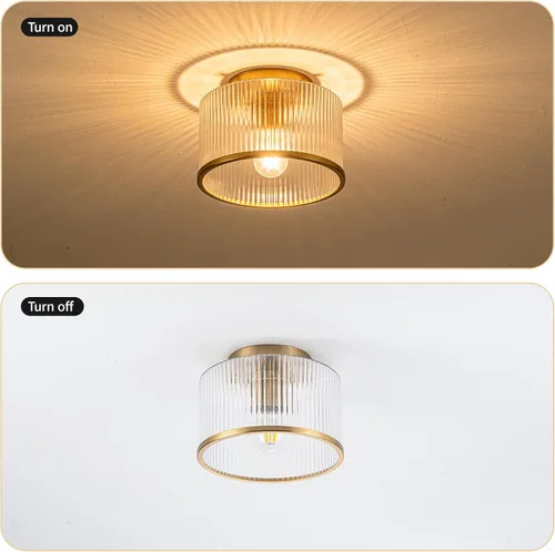 Vista 4 de MAYNA Moderna lámpara de techo dorada, luminarias de pasillo de 1 luz para montaje en techo, regulable, accesorios de iluminación para vestíbulo