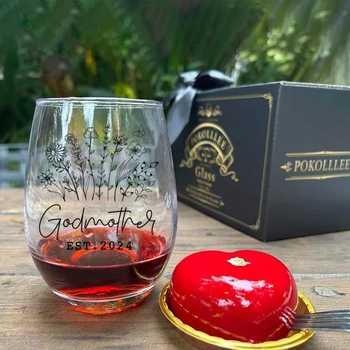 Vista 4 de EST 2026 - Regalos de copa de vino para madrina para mujeres, regalo de madrina por primera vez, regalo de anuncio de embarazo, regalos de bautismo