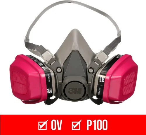 Vista 2 de 3M P100/OV Odor/Particulate Multi-Purpose Reusable Respirator 65021, NIOSH-APPROVED Organic Vapor Cartridge, Medium
