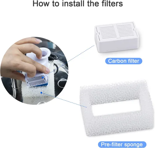 Vista 4 de Reemplazo de filtro de fuente de agua de cerámica para gatos, 8 esponjas