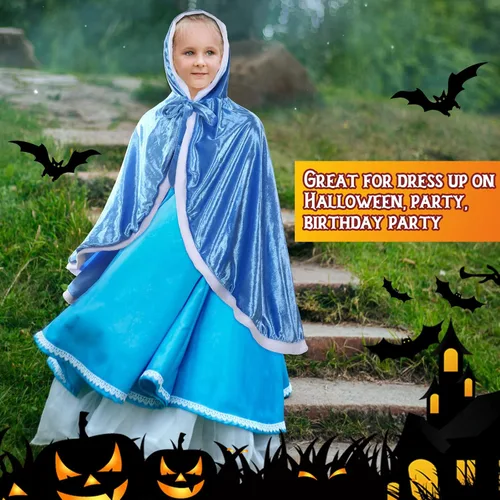 Vista 7 de Paquete de 2 capas de piel de princesa con capucha de Halloween capa de princesa con capucha disfraz para niñas pequeñas cosplay de hadas