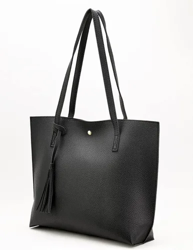 Vista 3 de Nodykka - Bolso con asas para hombro para mujer, de cuero sintético, con borla