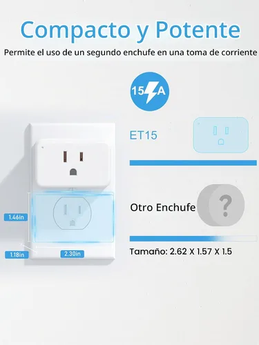 Vista 3 de EIGHTREE Mini Enchufe Inteligente 𝟓𝐆𝐇𝐳 Wi-Fi Compatible 𝟏𝟓𝐀, Enchufes Inteligentes que Funcionan con Alexa y Google Home y SmartThings, Monitor