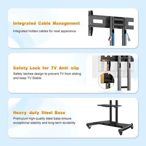 Vista 8 de North Bayou Universal Mobile soporte universal para carro de TV con soporte para pantallas de panel plano plasma LCD LED y pantallas de 32 a 65