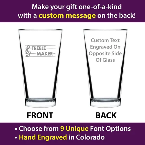 Vista 2 de Custom Treble Maker Pint Glass for Teachers Music Lover Gift - 16 oz