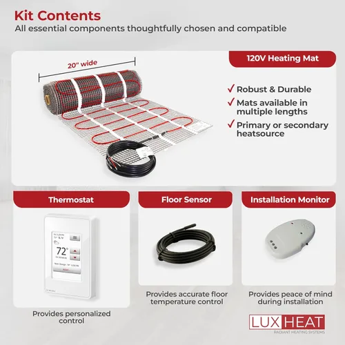 Vista 7 de LuxHeat kit de tapete de calefacción para piso de 10 pies cuadrados - 120V sistema de calefacción por suelo radiante - sistema de calefacción