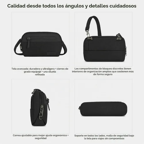 Vista 6 de Travelon Bolso bandolera pequeño convertible Metro antirrobo Negro