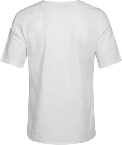 Vista 3 de COOFANDY Camiseta casual de lino de algodón para hombre, manga corta, con cordones, camisa hippie