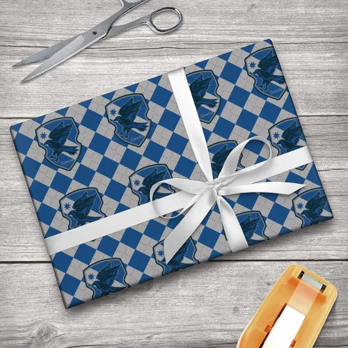 Vista 6 de GRAPHICS & MORE Harry Potter Ravenclaw Plaid Sigil - Rollos de papel de regalo