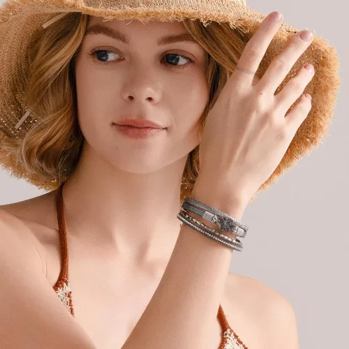 Vista 112 de FANCY SHINY - Pulsera de cuero estilo bohemio, pulsera de cuentas de cristal con cierre magnético, regalos de joyería para mujer