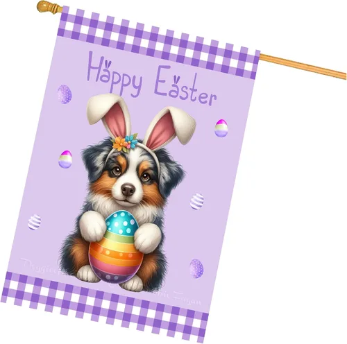 Vista 10 de Chow Chow Easter Day Dog House Flags for Home Decorations - Double Sided Yard Lawn Easter Festival Decorative Gift - Holiday Cats Flag Decor 28"w x