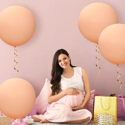 Vista 5 de Threan 6 globos de látex gigantes de 36 pulgadas, color rosa rubor, grandes y grandes, para cumpleaños, baby shower, boda, fiesta, festival, evento