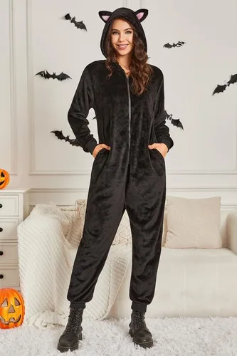 Vista 5 de Clarisbelle Adult Onesie Pajamas Womens Halloween Animal Flannel Cosplay One Piece Sleepwear