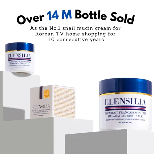 Vista 4 de Elensilia Snail Super Repair Crema facial de 1.76 onzas I 80% 100% auténtico de sederma francés Filtrado de caracol con colágeno, ceramida, 8 tipos