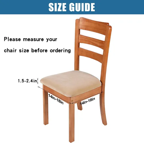 Vista 6 de Smiry - Fundas de asiento de terciopelo para silla de comedor, juego de 2, ajuste elástico, extraíbles y lavables, fundas protectoras de cojín