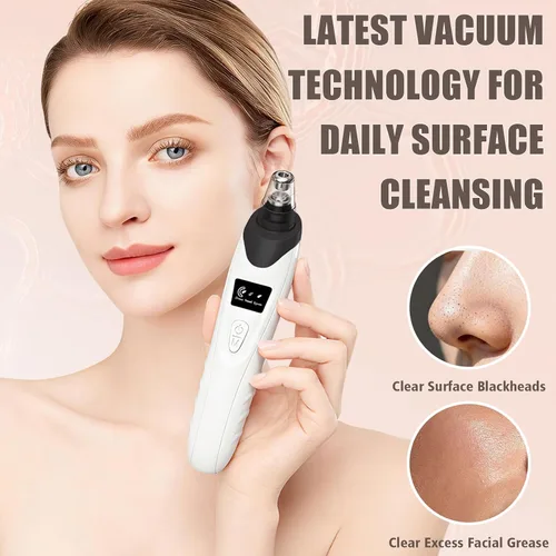Vista 2 de Aspiradora de poros para eliminar puntos negros, limpiador facial de poros, 5 potencias de succión, 5 sondas, kit de aspiradora de puntos negros