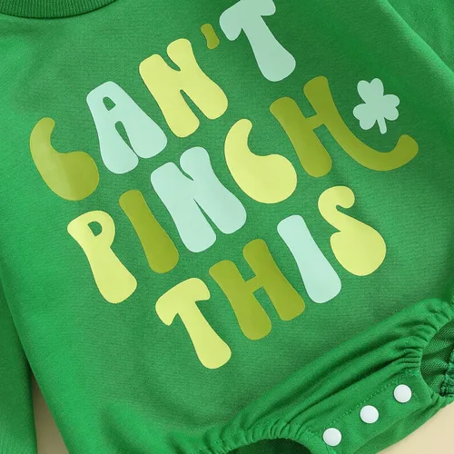 Vista 3 de Ayalinggo Ropa de primavera con estampado de letras "My First Saint Patricks Day Can't Pinch This Letter", color verde