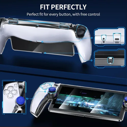 Vista 4 de MENEEA Funda protectora para Playstation Portal Remoto, Protector de PC transparente para controlador PS Portal Controller, agarre antideslizante