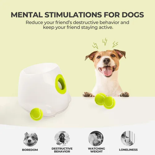 Vista 5 de ALL FOR PAWS Lanzador automático de bolas para perros, máquina interactiva para mascotas, lanzador de bolas para interiores, 3 bolas incluidas