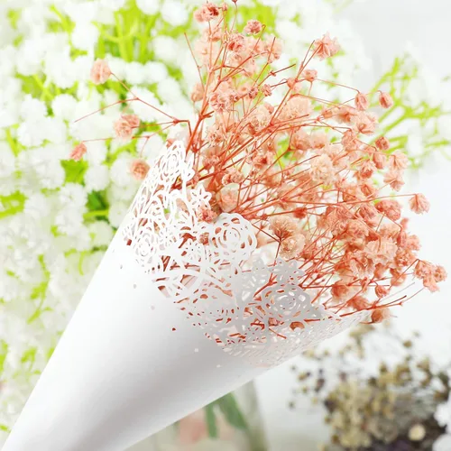 Vista 4 de GWHOLE Cono de pétalo de confeti de flores de 100 piezas para fiesta de boda, color blanco
