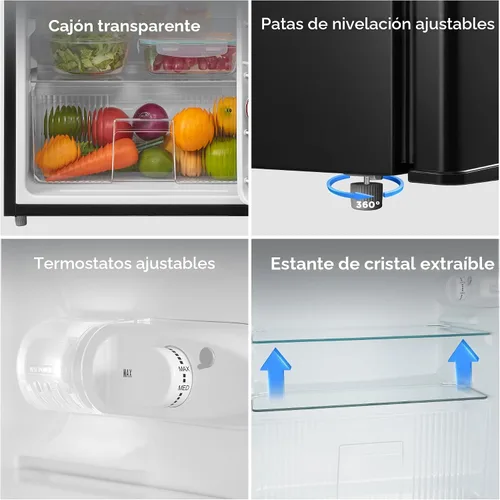 Vista 7 de Midea Mini refrigerador de 3.1 pies cúbicos con congelador, certificado Negro