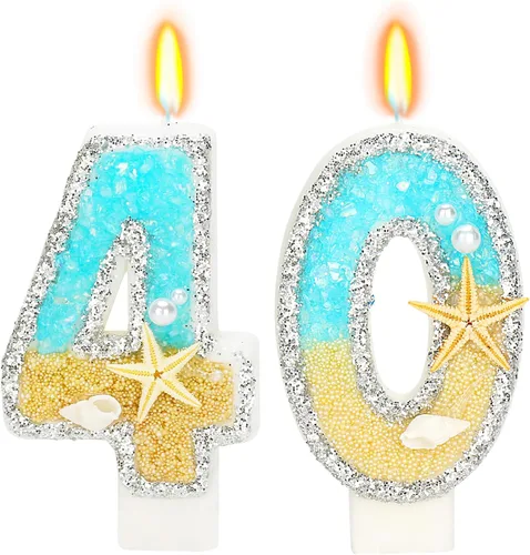 Vista 35 de Vela número 1 de estrella de mar de playa para decoración de pastel Plata