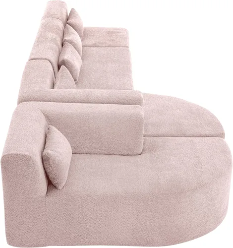 Vista 7 de P PURLOVE Sofá modular seccional, 4 sofás combinados gratis, tela Boucle tapizado moderno con 2 tumbonas y 5 almohadas traseras para sala de estar