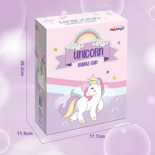 Vista 5 de Pistola de burbujas de unicornio rosa para niños, juguete soplador automático de burbujas Lindo lanzador de burbujas para niños pequeños, niños