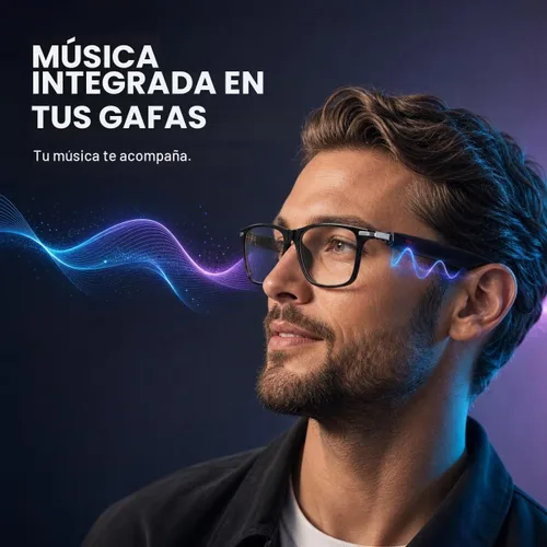 Vista 8 de Gafas inteligentes AI con audio de oído abierto, Bluetooth 5.6 y lentes