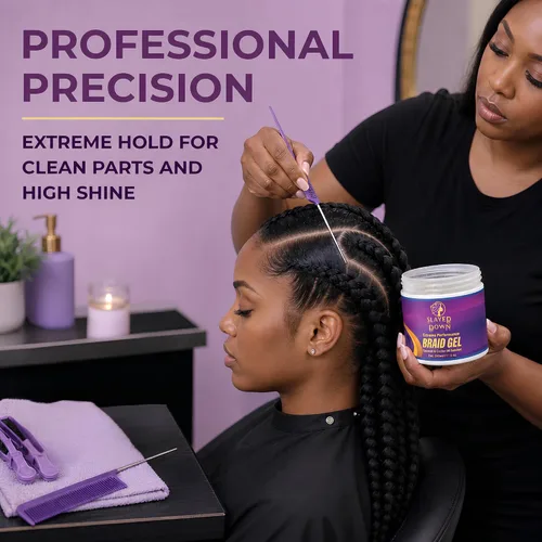 Vista 6 de Gel de trenzado para todo el día para trenzar cabello, cornrows, rastas, cerraduras y giros, sin escamas, control de bordes de larga duración, gel