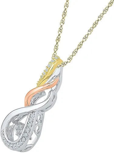 Vista 2 de 10K Tri-Tone Gold Womens Round Diamond Fashion Pendant 18 Cttw