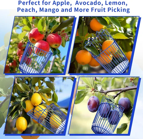 Vista 5 de Recolector de frutas con canasta, poste ajustable de 40 a 70 pulgadas